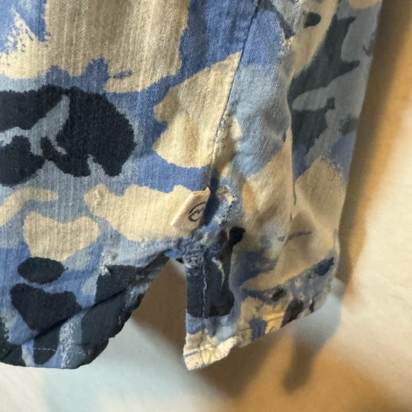 A-75 Men’s Magellan‎ Outdoors Blue Tropical Floral Button Down Shirt Size L - Picture 8 of 16